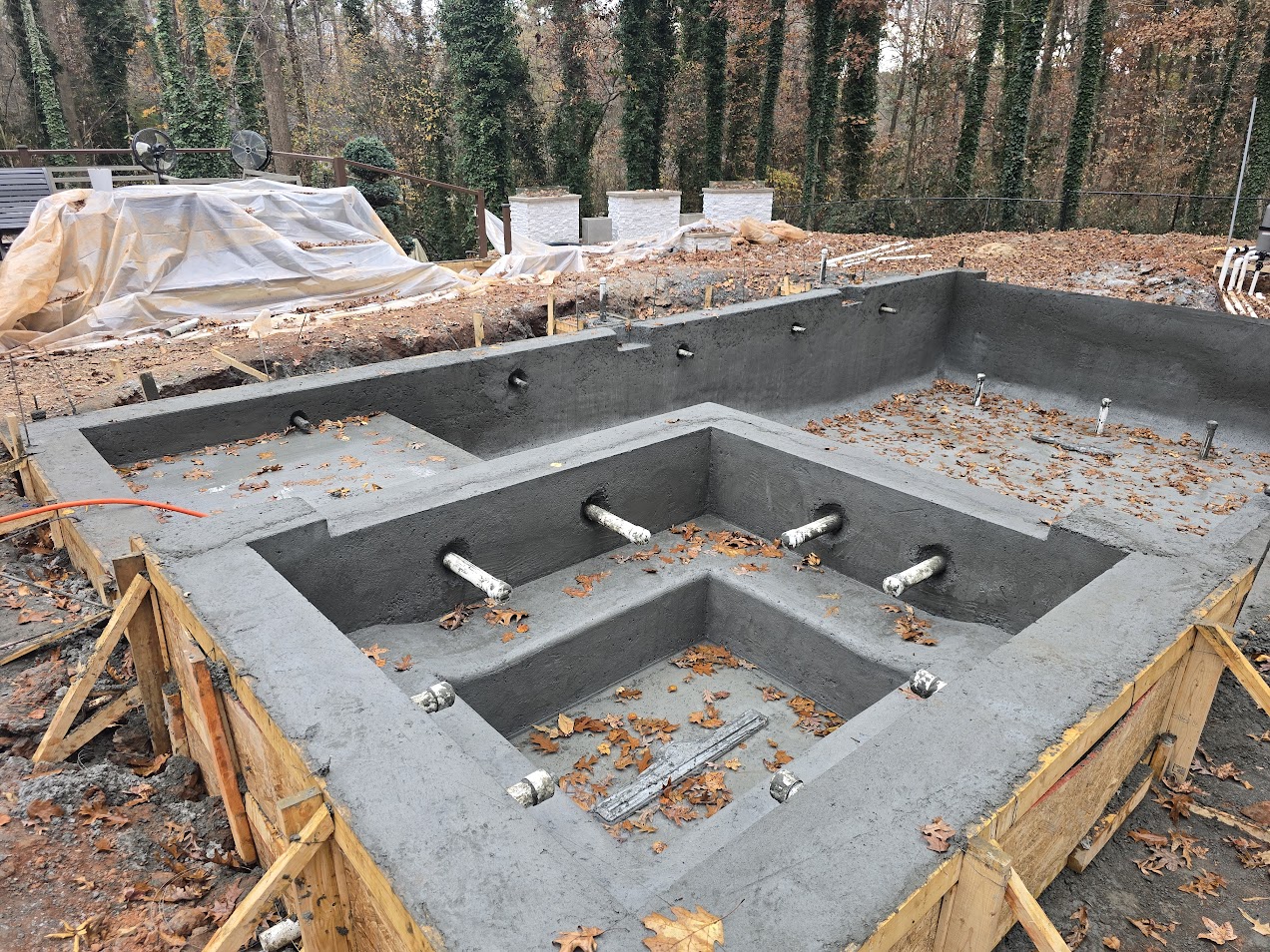 Shotcrete pool shell under construction by White Glove Construction in Atlanta