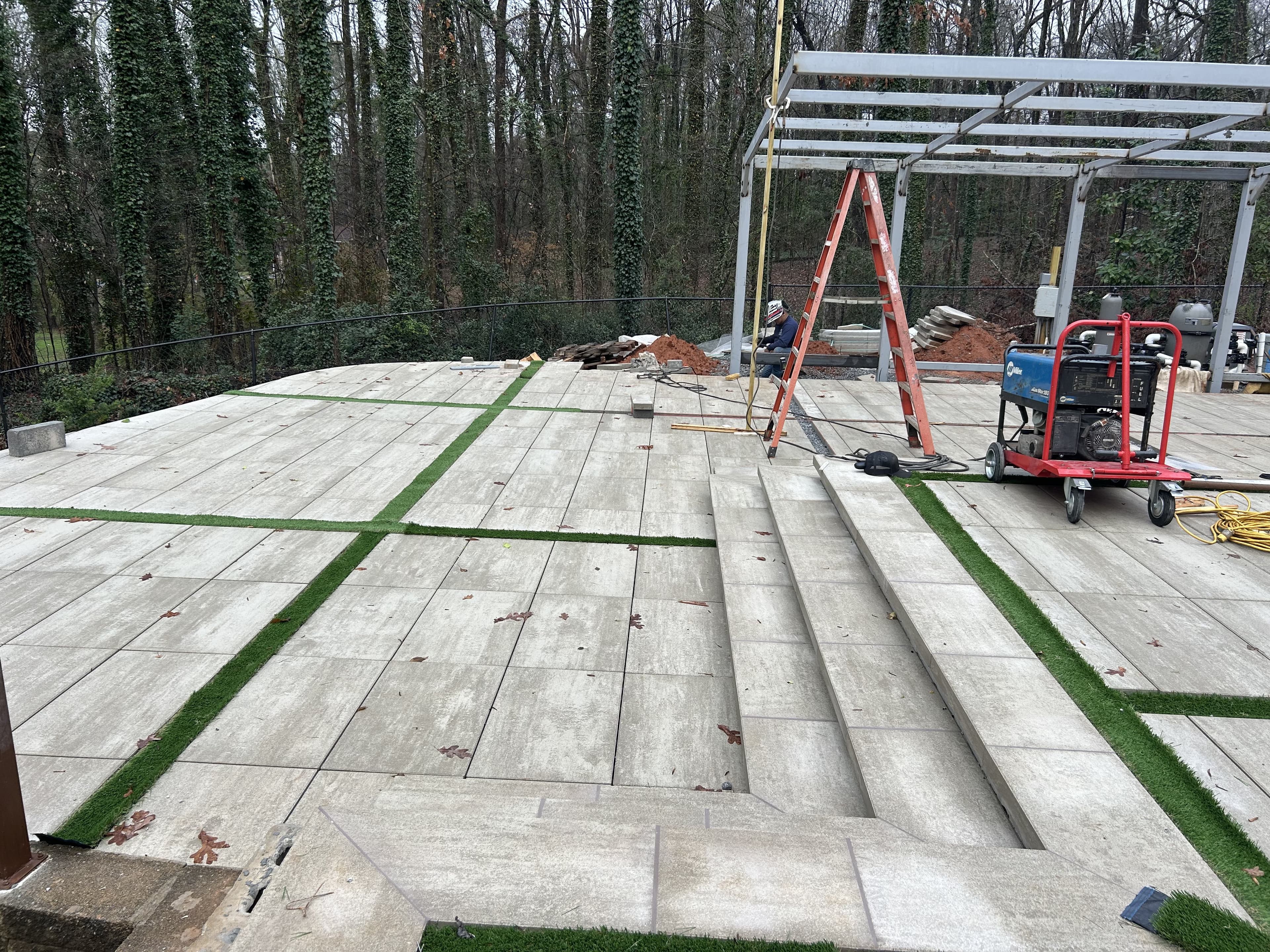 Deck and pergola construction progress