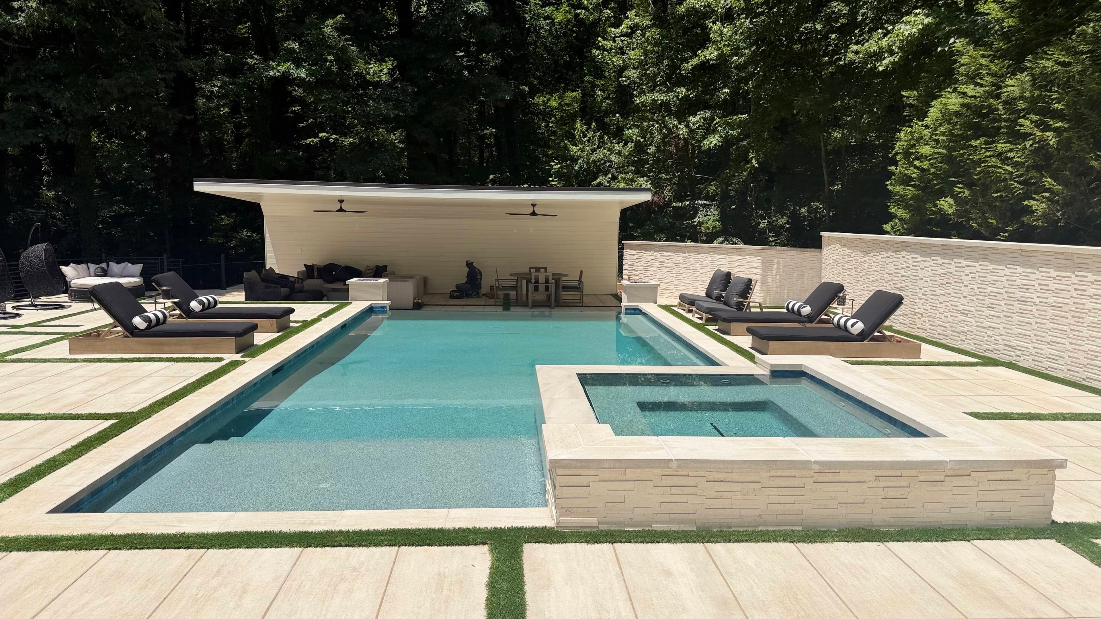 Buckhead Bliss - Luxury pool with raised spa, covered pavilion, and multi-level deck