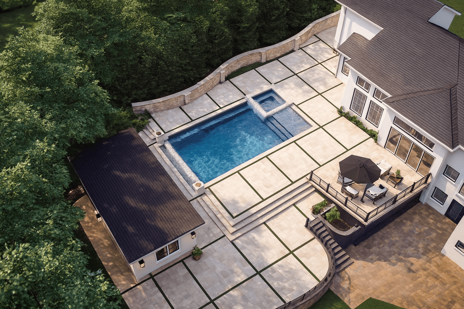 Pool overview in winter setting